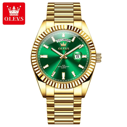 OLEVS Men's Watch Top Brand Luxury Wrist Watch For Men Fashion Rose Gold Stainless Steel Waterproof Watch Day Date Quartz Clock