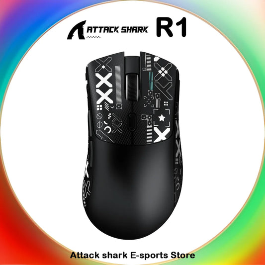 Mouse da gaming wireless Attack Shark R1 Tri-Mode 2.4G Bluetooth cablato, 18K DPI, 1000Hz, sensore PAW3311, ultraleggero 59g, ricaricabile