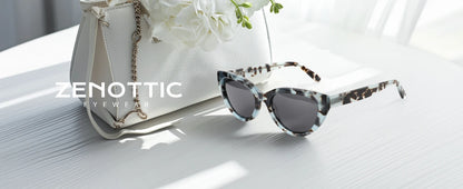 ZENOTTIC Ochelari de soare retro Cat Eye polarizați, realizați manual din acetat, cu protecție UV400, pentru femei