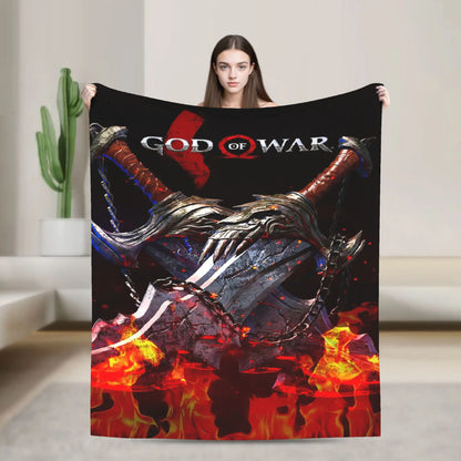 God of War Game Gamers Kratos Warm Blanket  Decorative Plush Throw Blanket Funny Couch Bed Flannel Bedspread Sofa Bed Cover