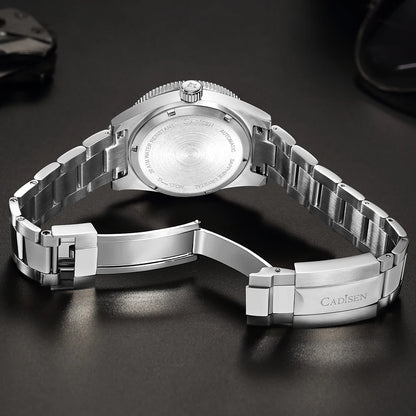 CADISEN New 38mm Diver Mens Watch Japan 8215 Automatic Mechanical Sapphire Glass Date Luminous 100M Waterproof Wrist watch Men