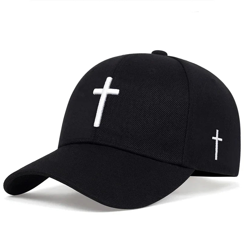 Unisex Cross Embroidery Baseball Caps Outdoor Adjustable Spring and Autumn Casual Sunscreen Hat