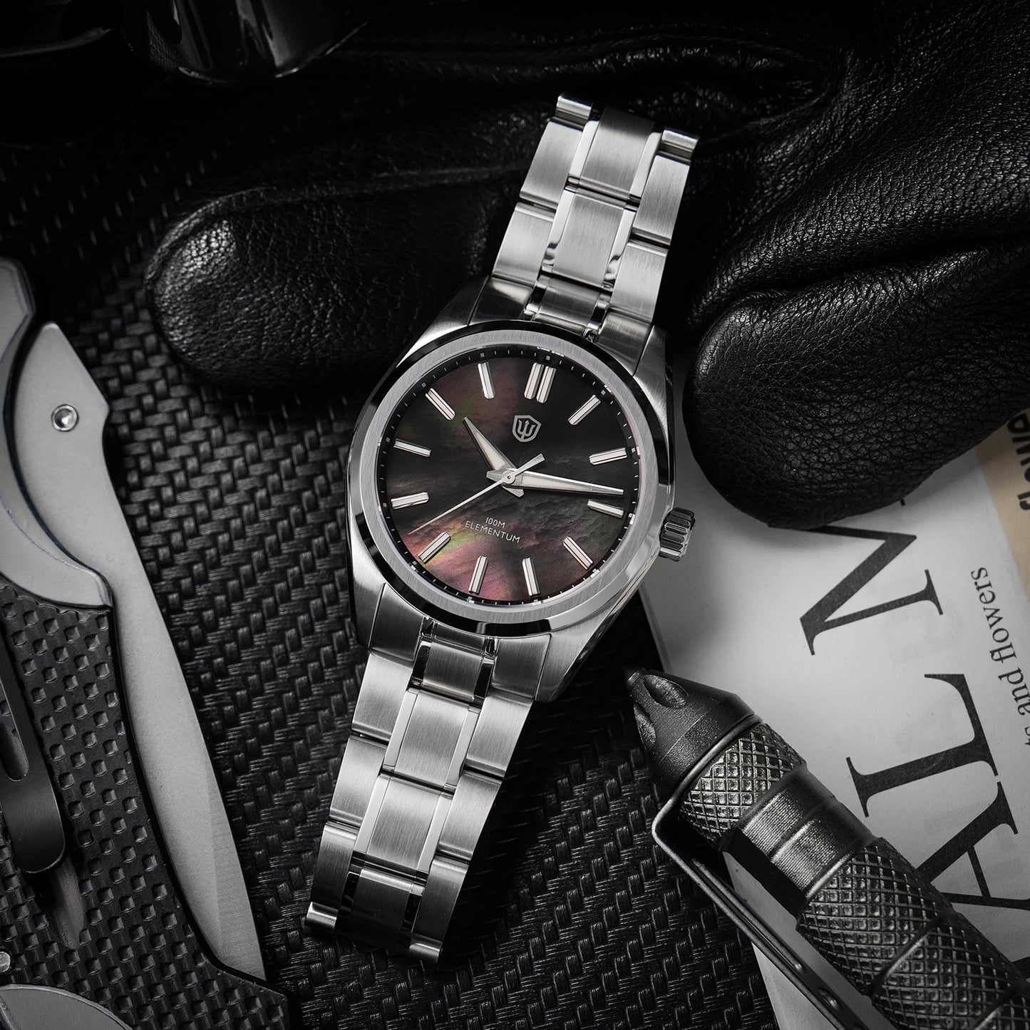 Watchdives WD0003C 38mm Watch VH31 Sweep Seconds Quartz Movement Stainless Steel Watch Elementum Original Design Men Wristwatch