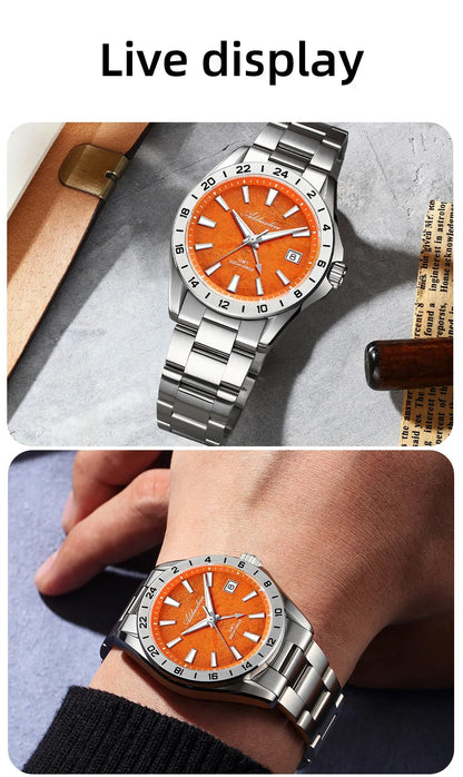 ADDIESDIVE Luxury Swiss Ronda GMT Watch 200M Water Resistant Dual Time Zone BGW9 Luminous 38mm Stainless Steel Quartz Movement