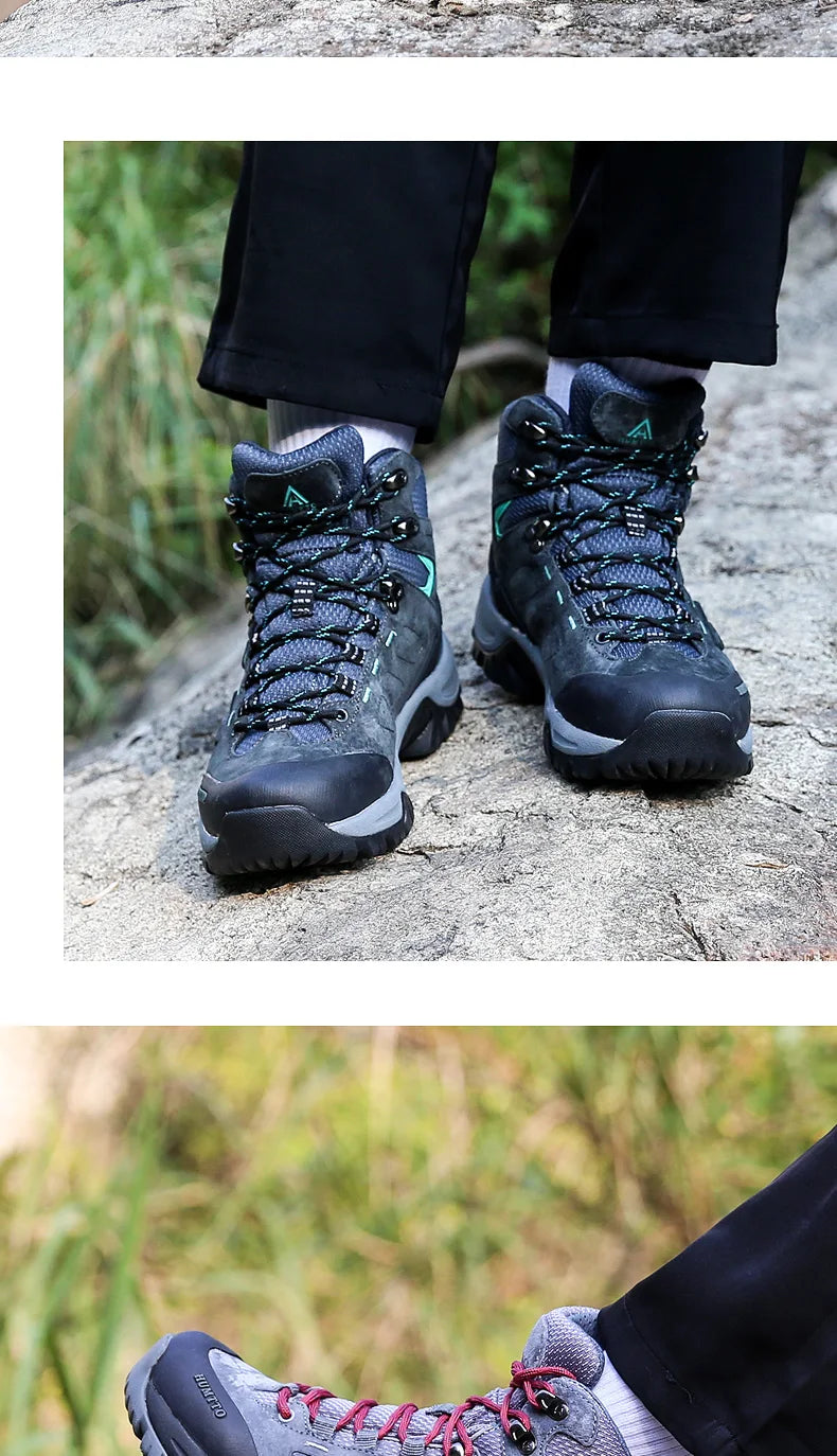 HUMTTO vandresko, vandtætte jagtstøvler til mænd, taktiske ørken-kampstøvler, ankelhøje trekkingstøvler til mænd og kvinder, varme lædersneakers