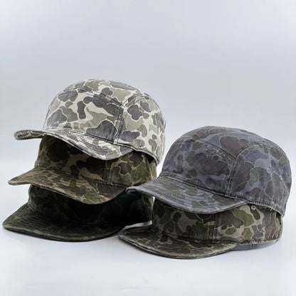 American Retro Camouflage 5-Panel Baseball Cap Female Functional Wind Korean Wide-brimmed Sports Fashion Hip-hop Couple Cap