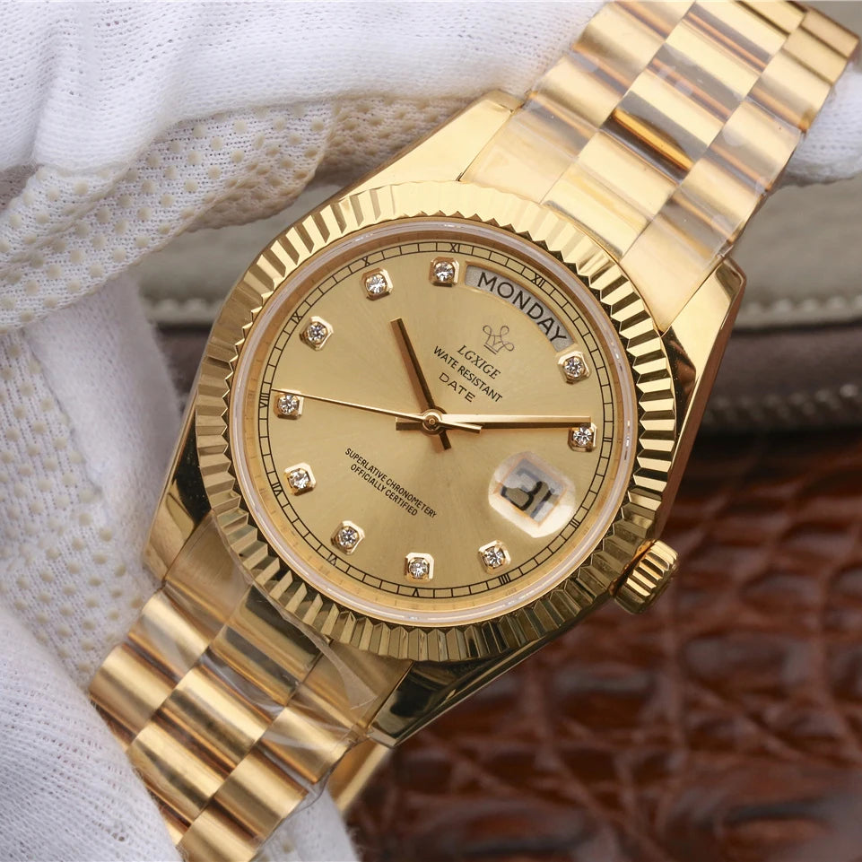 LGXIGE Diamonds Dial Wrist Watch For Men Top Brand Luxury Fashion Men Watch Casual Quartz Wristwatch Waterresistant Male Clock