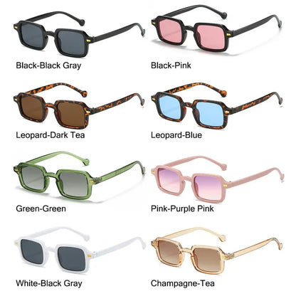 Ochelari de soare Fashion Square pentru femei, model nou retro cu nituri decorative; ochelari de soare pentru bărbați, model leopard albastru, cu lentile degradate, protecție UV400