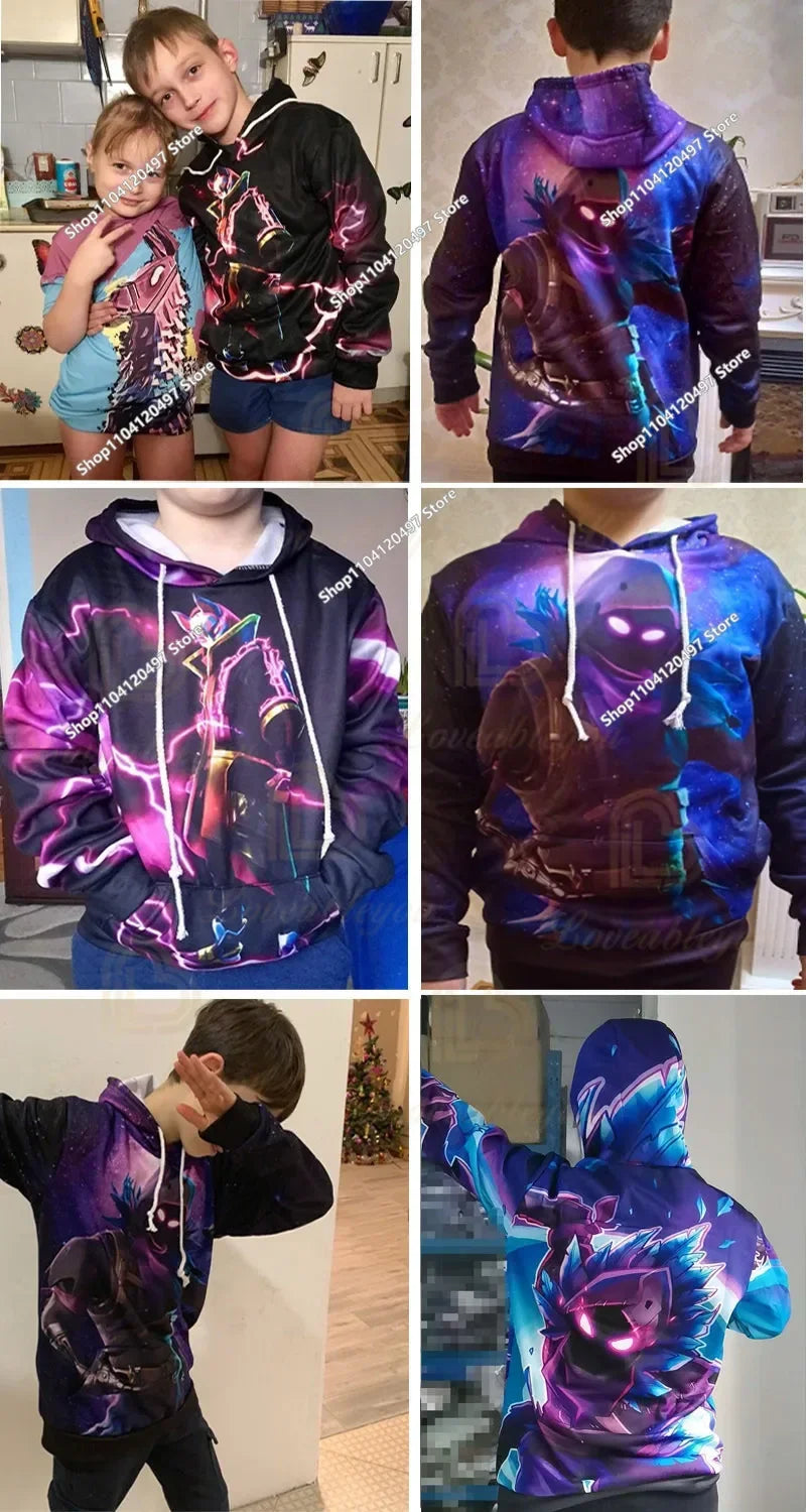 Fortnite Casual Pullover Hooded Sweatshirt Clothes Girls From 2 To 14 Years Children's Clothing Battle Royale Pullover Hoodies