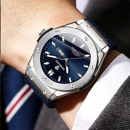 Men’s watch, casual style, leather strap, automatic or quartz model, luxury accessory, ideal gift idea, trendy wristwatch.