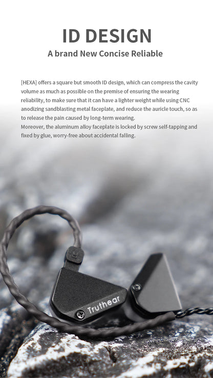Truthear HEXA 1DD+3BA Hybrid Wired Earphones – High Fidelity In-Ear Monitor IEM Earbuds with 0.78 2Pin Silver-Plated Cable