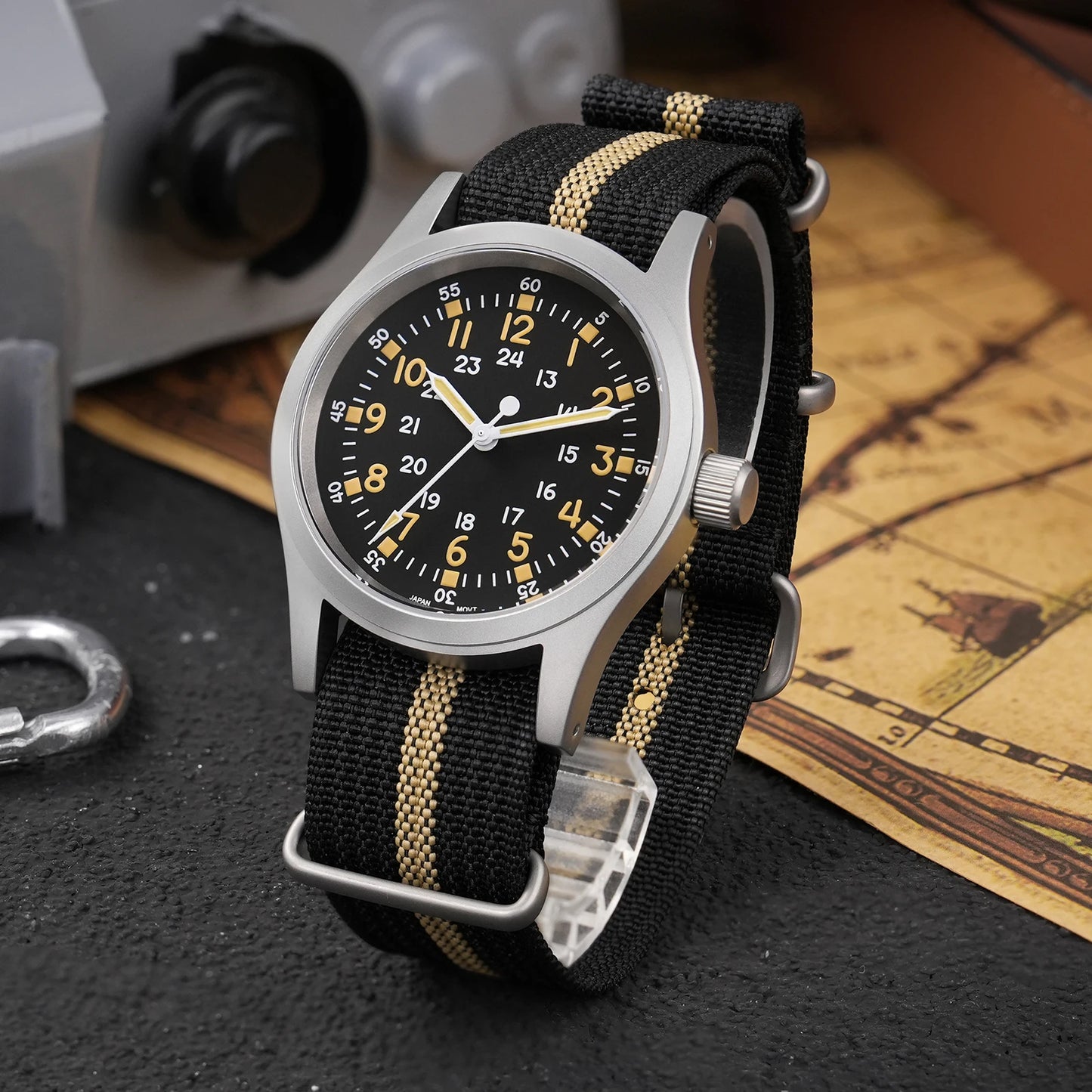 Militado ML05 Military Watch VH31 Sweep Movement Domed Sapphire Crystal Wristwatch High Clear AR Coating 38mm Vintage Watches