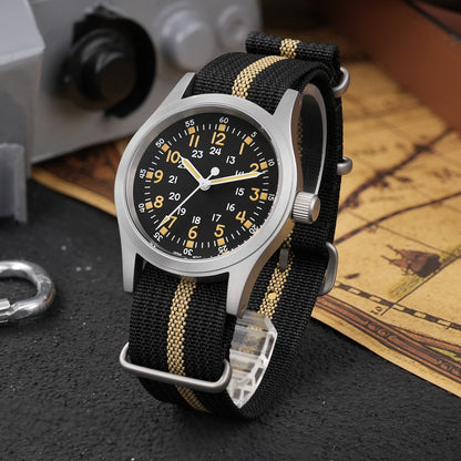 Militado ML05 Military Watch VH31 Sweep Movement Domed Sapphire Crystal Wristwatch High Clear AR Coating 38mm Vintage Watches