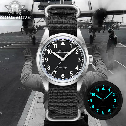ADDIESDIVE 36mm analoge Herrenuhr mit gewölbtem Spiegelglas, 100m wasserdicht, leuchtend, schlichte Quarzuhr für Herren mit Nylonarmband