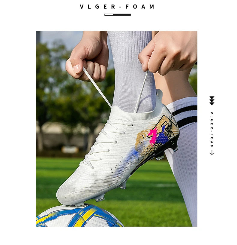 New Men Football Boots Cleats Non-Slip Match Ultralight Soccer FG Training Shoes Soccer Shoes Long Spikes Outdoor Drop Shipping