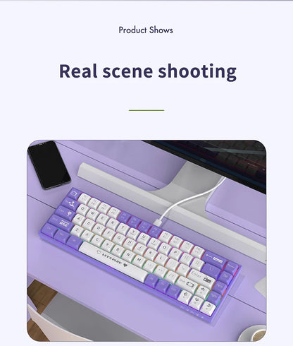 AJAZZ AK680 65% Wireless Mechanical Keyboard ABS Keycap Hot Swap Gamer Keyboard Custom Gasket Gaming Accessories for Pc Laptop