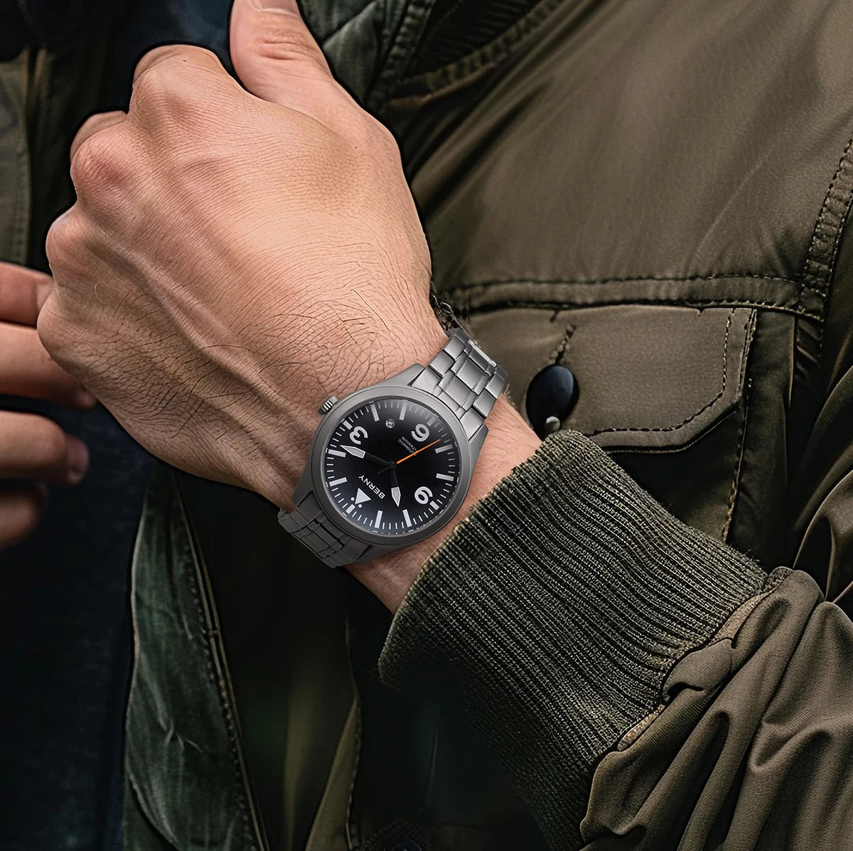 BERNY Full Titanium Automatic Watch for Men Sapphire AR Coated 10Bar Supper Luminous Men Wristwatch Sports Aviation Men Watches