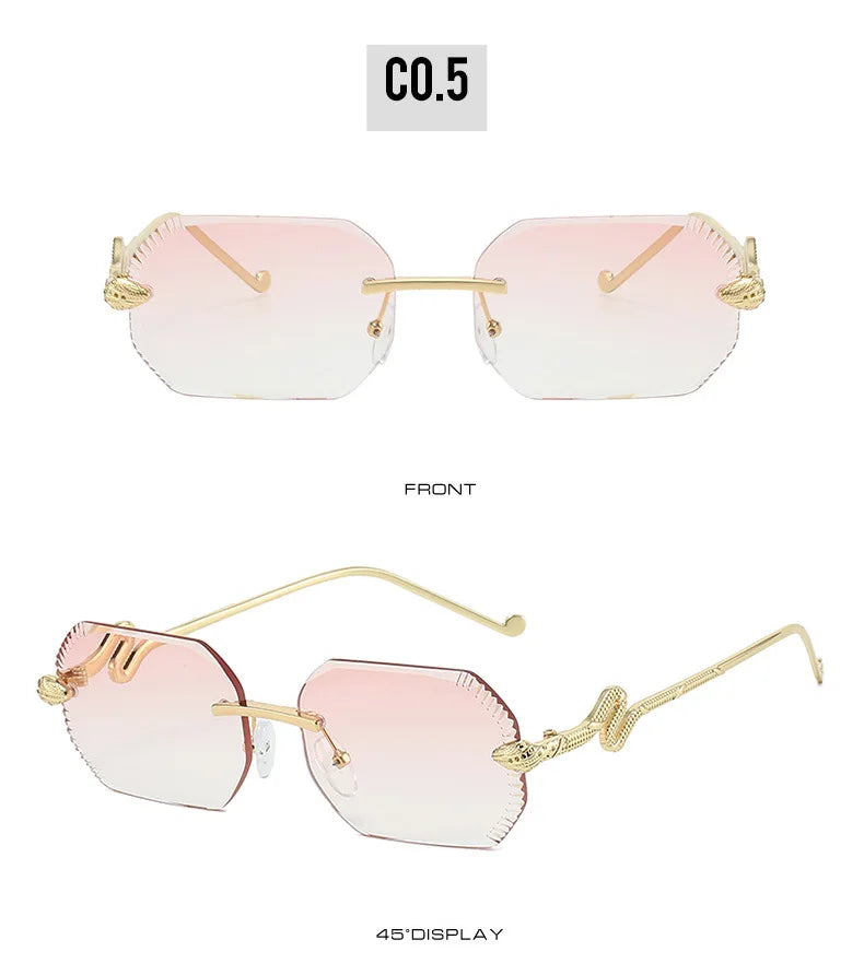 Ochelari de soare decorativi din metal, în formă de șarpe – ramă neregulată unisex, protecție UV, ochelari de soare