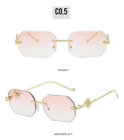 Ochelari de soare decorativi din metal, în formă de șarpe – ramă neregulată unisex, protecție UV, ochelari de soare