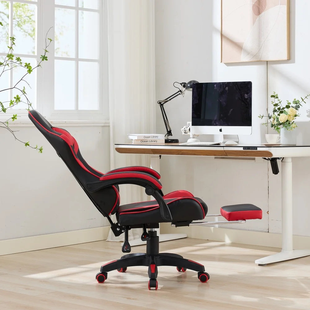 Ergonomic Rotating Gaming Chair, 360 Reclining Office Chair °   Pivoting, Height-Adjustable, Footrest, Headrest