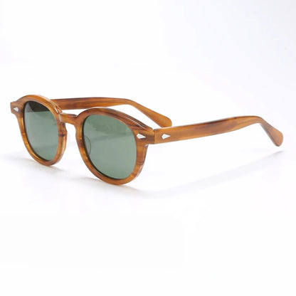 Ochelari de soare polarizați pentru bărbați și femei, stil Johnny Depp Lemtosh, ochelari de soare retro cu ramă rotundă din acetat și lentile UV400, Oculos
