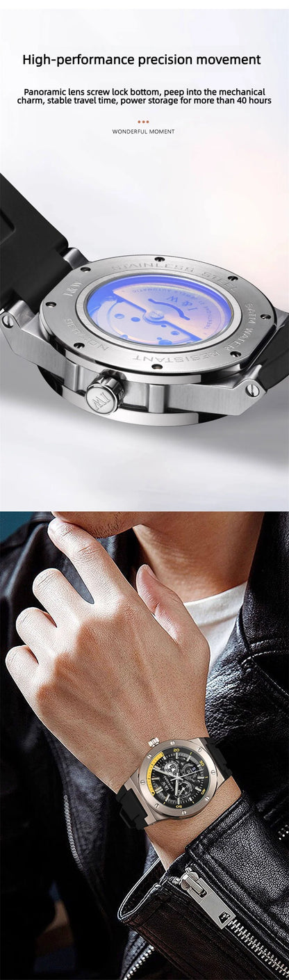 Carnival Brand IW High-End Series Luxury Imported Movement Mechanical Watch Men Sport Rubber Strap 50m Waterproof Fashion Watch