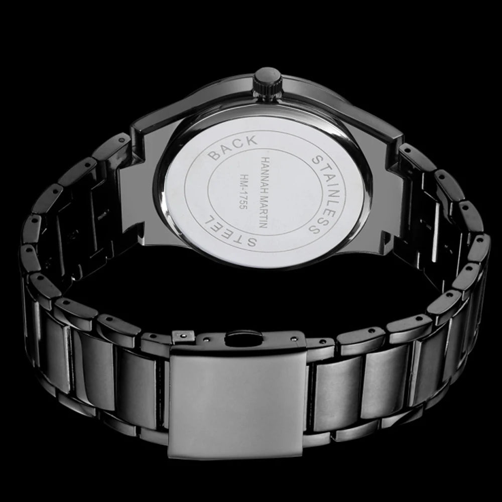 „Hannah Martin“ vyriškas laikrodis, nerūdijančio plieno korpusas, kvarcinis mechanizmas, 41 mm ciferblatas, verslo stiliaus, su kalendoriaus rodymu (imitacija)