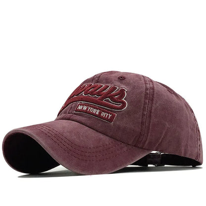 100% Cotton Washed 3D Embroidered Letter Baseball Cap, Casual Streetwear Hat