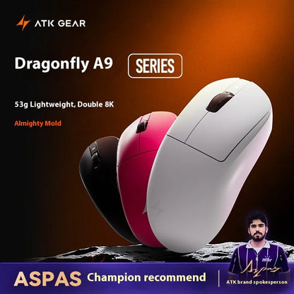 ATK A9 Plus Gaming Mouse Wireless A9/A9 SE/A9 Pro Tri Mode 8K Gaming Mouse Lightweight A9 Ultimate E-sports PC Gift Customized