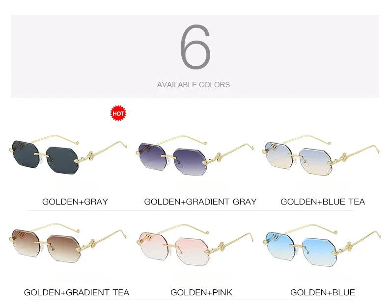 Ochelari de soare decorativi din metal, în formă de șarpe – ramă neregulată unisex, protecție UV, ochelari de soare