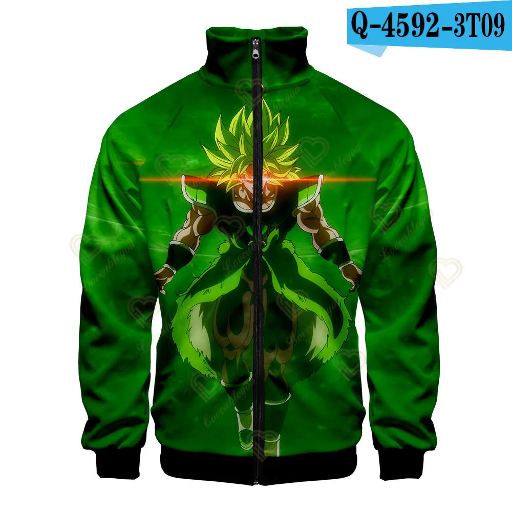 New Fashion Dragon Ball Print Stand Collar Zipper Hoodie Men Women Zipper Hoodies Jackets Long Sleeve Sport Hip Hop Sweatshirts