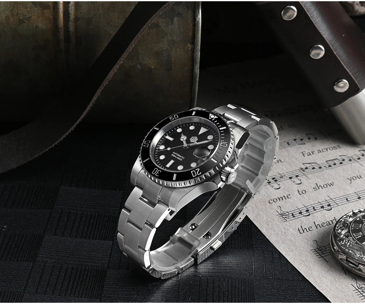 San Martin New 40mm Water Ghost Diver Watch Men Luxury NH35 PT5000 Automatic Mechanical Watch Sapphire Waterproof 200m SN0017