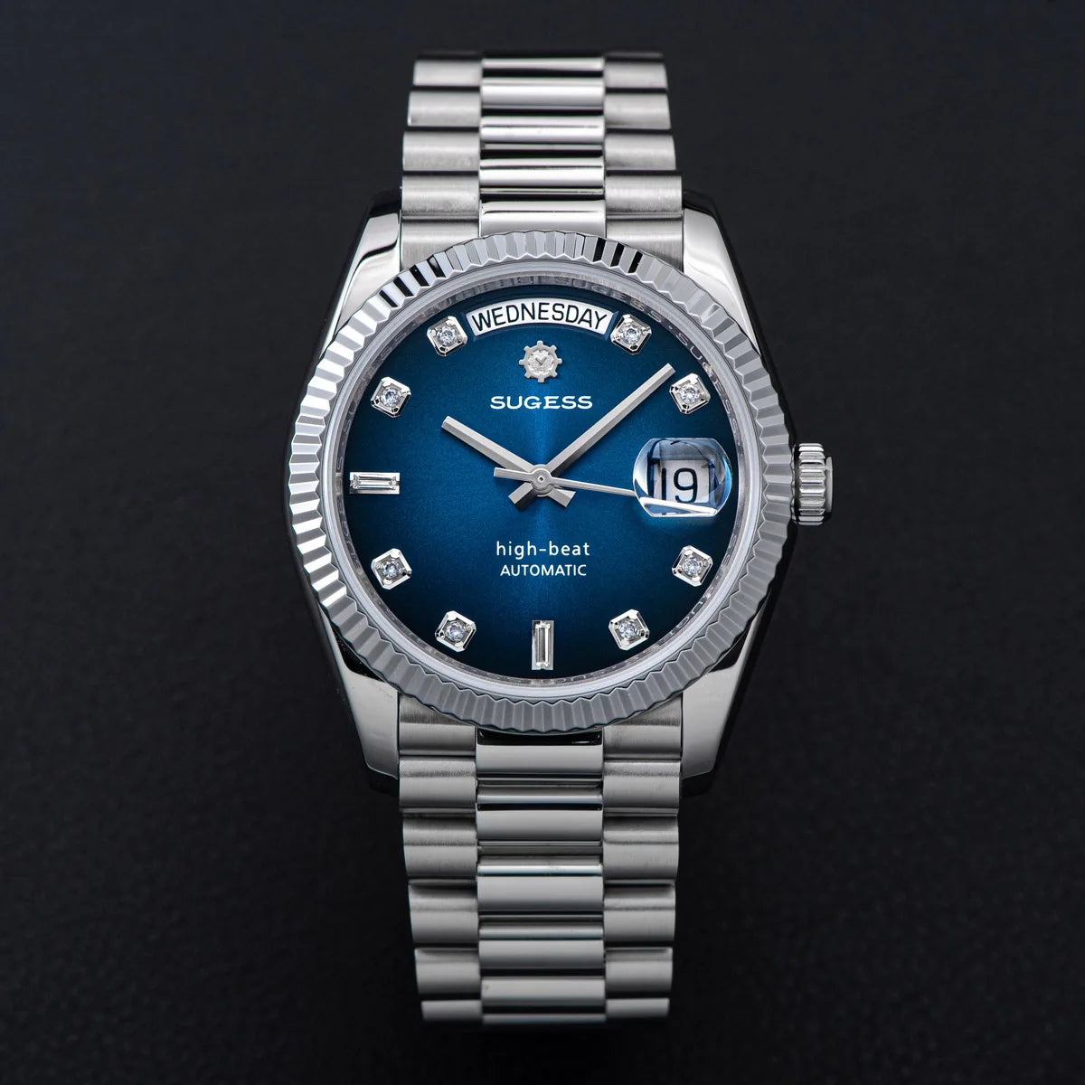 Sugess Watch of Men 36mm Date Automatic Retro Mechanical Wristwatches Sapphire Crystal RoseGold Dandong SL3034 Movement Day New