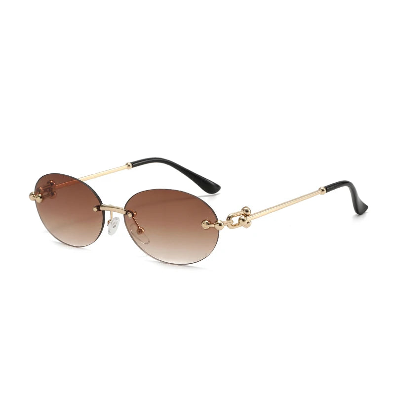 Ochelari de soare ovali fără ramă, de înaltă calitate, casual și luxoși, pentru femei, fără ramă, la modă și personalizați