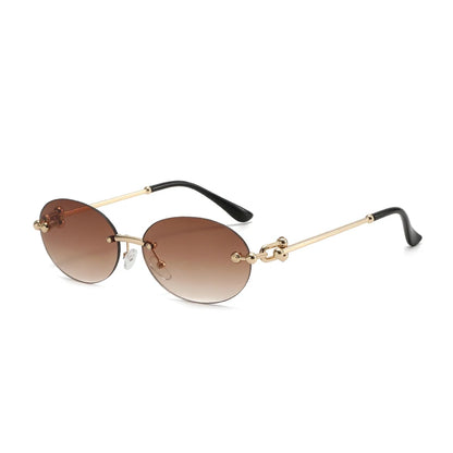 Ochelari de soare ovali fără ramă, de înaltă calitate, casual și luxoși, pentru femei, fără ramă, la modă și personalizați