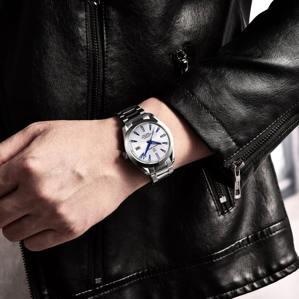 Relógio de luxo para homem PAGANI DESIGN – Modelo automático mecânico (calibre 8215), em aço inoxidável, estanque, com indicador de data e ponteiros luminescentes