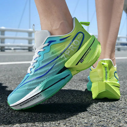 New Men's Carbon Plate Sneakers, Outdoor Soft Sole Mesh Sports Shoes, Running Shoes, Lightweight, Anti-Slip, Casual Couple Tennis Shoes