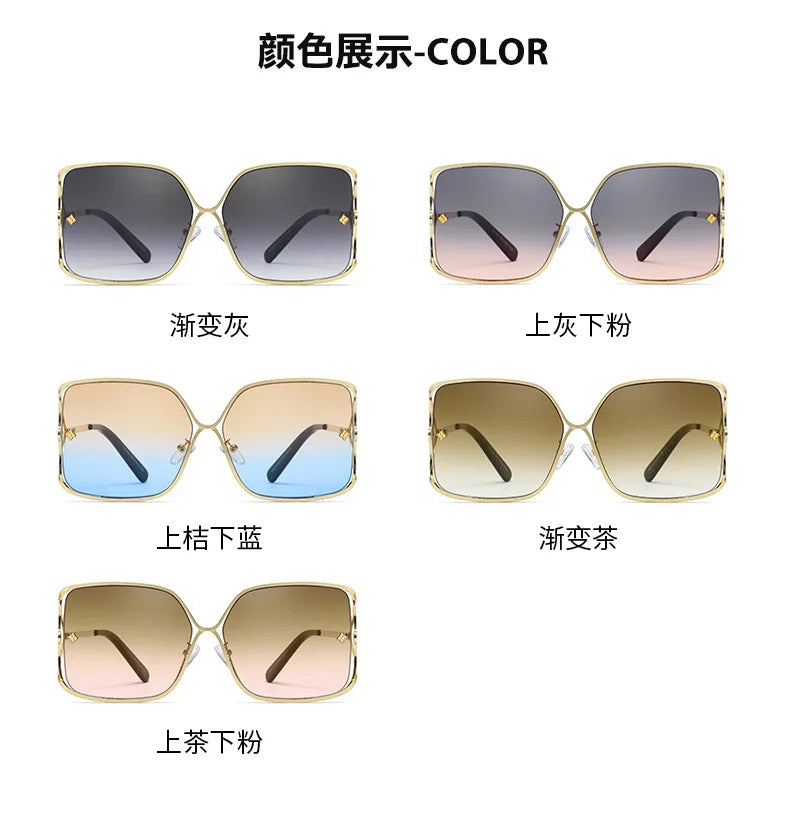 Fashion Oversized Sunglasses Women Big Frame Popular Luxury Brand Designer Shades Sun Glasses Oculos De Sol Feminino Gafas