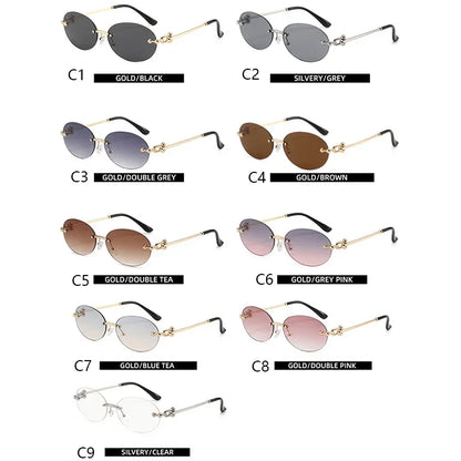 Ochelari de soare ovali fără ramă, de înaltă calitate, casual și luxoși, pentru femei, fără ramă, la modă și personalizați