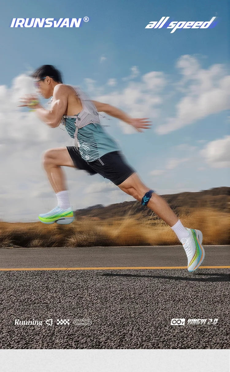 2025 IRUNSVAN SHADOW WING 2.0 PRO Sapatilhas de Corrida Desportivas de Maratona com Amortecimento Air Cushion, Placa de Carbono, Trail Running, Leves