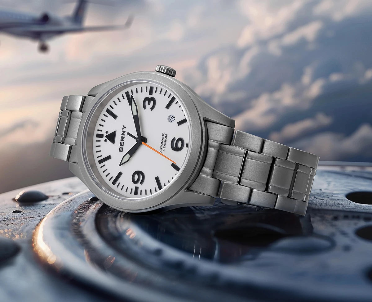 BERNY Full Titanium Automatic Watch for Men Sapphire AR Coated 10Bar Supper Luminous Men Wristwatch Sports Aviation Men Watches