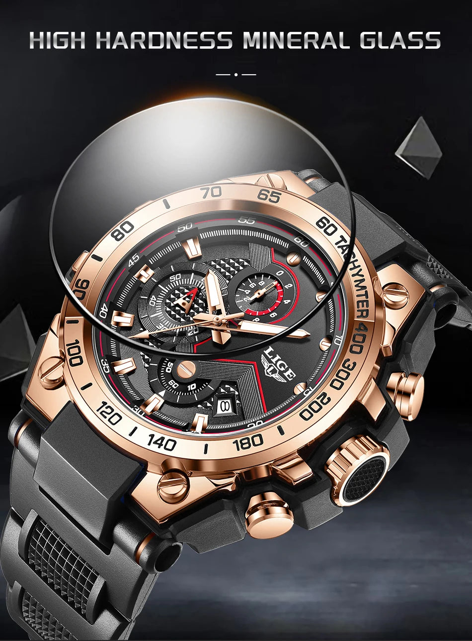 LIGE Luxury Military Watch For Men Waterproof Luminous Silicone Man Watch Quartz High Quality Men's Sports Watches Male Relojs