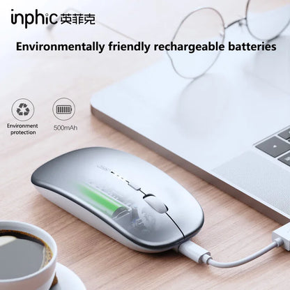 Inphic M1P Wireless Silent Office Mouse Ultra-Thin Portable USB Interface Battery Power Display TYPE-C Charging Wireless Mouse