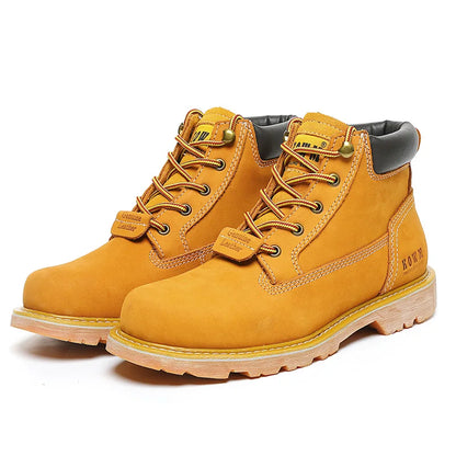 KOWM Cowhide Outdoor Men Hiking Shoes Waterproof Tactical Desert Shoes Hunting Boots Snow Boots Fur Sneakers Women Trekking Shoes
