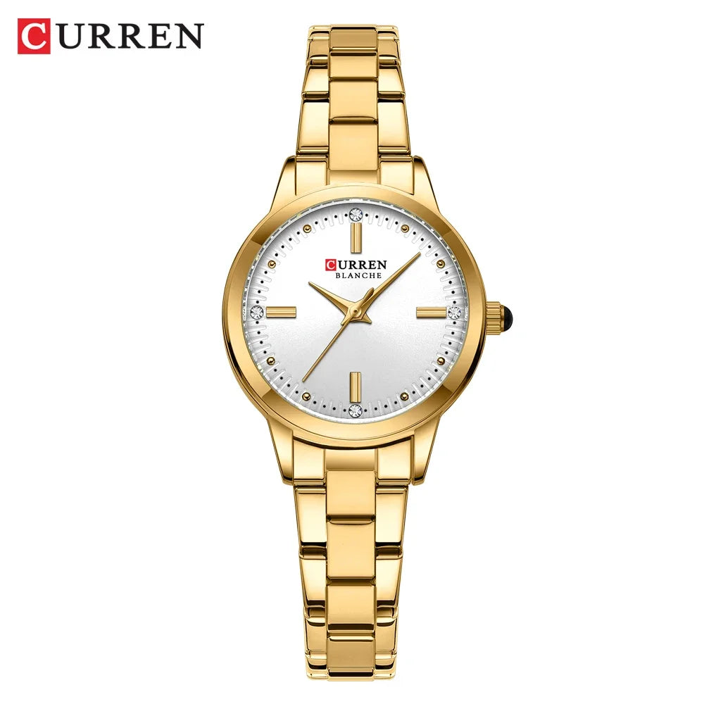 CURREN Women's Watches Fashion Original Quartz Wrist Watch for Ladies Roman Dial Dazzling Diamond Waterproof Luminous Luxury New