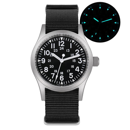 Militado ML05 Military Watch VH31 Sweep Movement Domed Sapphire Crystal Wristwatch High Clear AR Coating 38mm Vintage Watches
