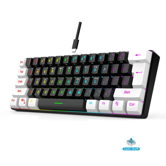 Mechanical Gaming Keyboard 60% Mini 61 Keys Backlit PC Switches Keyboards Portable Wired Cute Laptop Keyboard