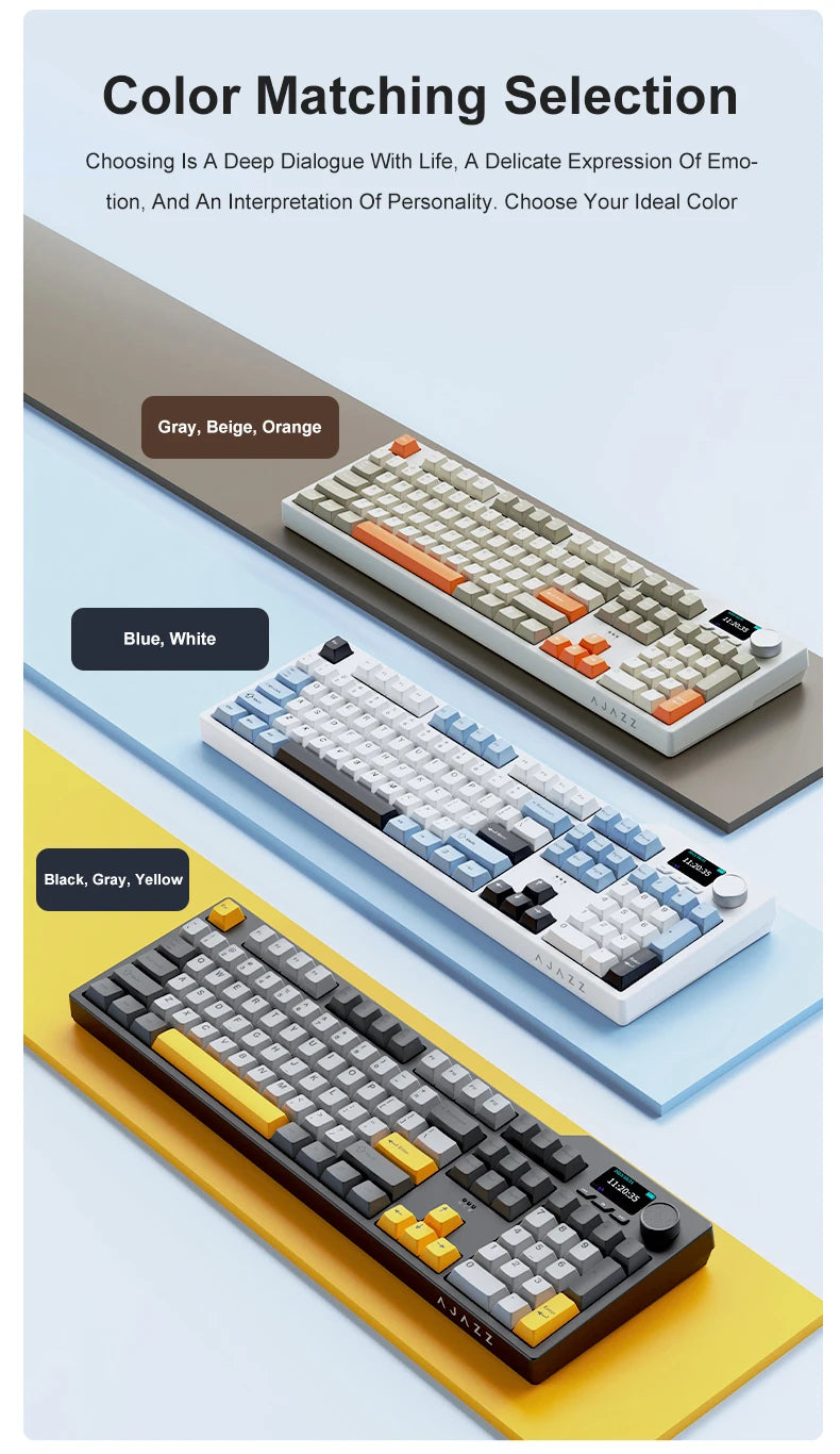 Ajazz AK35I V3/V4 MAX Tri-mode Wired Bluetooth Wireless Gaming Keyboard Gasket Full Key Hot Swap 104 Keys Customized Keyboard