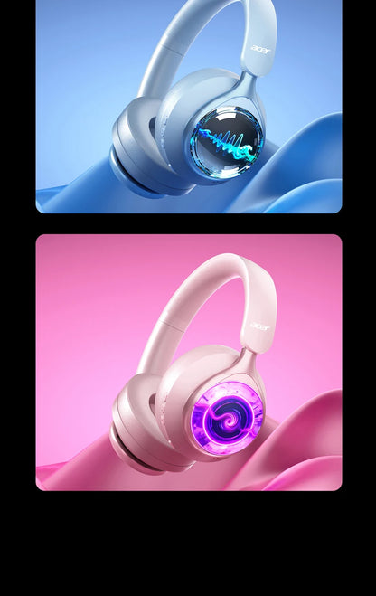 Acer OHR712 Wireless Bluetooth 6.0 Headphones Foldable Over-Ear Headsets with 360° Spatial Sound Effect for Travel Home Office