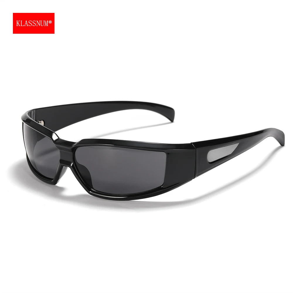 KLASSNUM Ochelari pentru femei Y2k Ochelari de soare la modă pentru bărbați, cu un design futurist și tehnologic Ochelari de soare argintii și roz pentru fete, cu protecție UV400